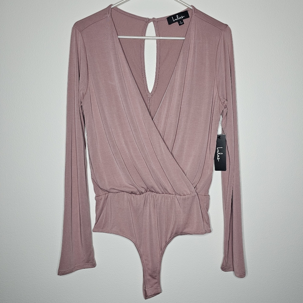 Lulus Striking Looks Blush Pink Long Sleeve Bodysuit Sz L - Picture 2 of 13